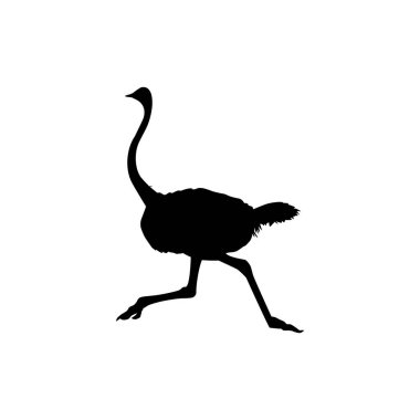 Devekuşu, Logo, Pictogram, Sanat Resimleri veya Grafik Tasarım Elementi için Siluet İzole Etti. Vektör İllüstrasyonu