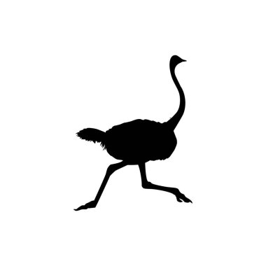 Devekuşu, Logo, Pictogram, Sanat Resimleri veya Grafik Tasarım Elementi için Siluet İzole Etti. Vektör İllüstrasyonu