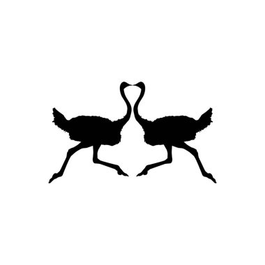 Pair of the Ostrich Silhouette for Logo, Pictogram, Art Illustration or Graphic Design Element. Vector Illustration