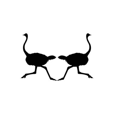 Pair of the Ostrich Silhouette for Logo, Pictogram, Art Illustration or Graphic Design Element. Vector Illustration