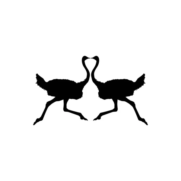 Pair Ostrich Silhouette Logo Pictogram Art Illustration Graphic Design Element — стоковый вектор