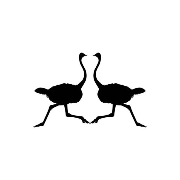 Pair Ostrich Silhouette Logo Pictogram Art Illustration Graphic Design Element — Vettoriale Stock