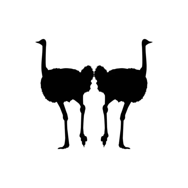 Pair Ostrich Silhouette Logo Pictogram Art Illustration Graphic Design Element — Vetor de Stock