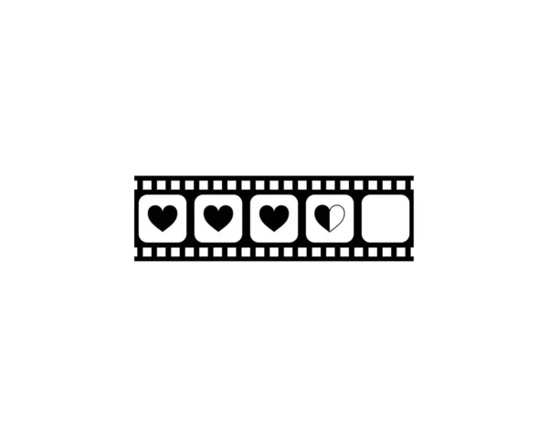 Herzform Der Filmstreifen Silhouette Filmzeichen Für Romantik Oder Romantik Oder — Stockvektor
