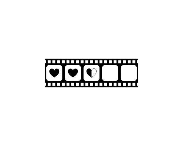 Heart Shape Filmstrip Silhouette Movie Sign Romantic Romance Valentine Series — Wektor stockowy