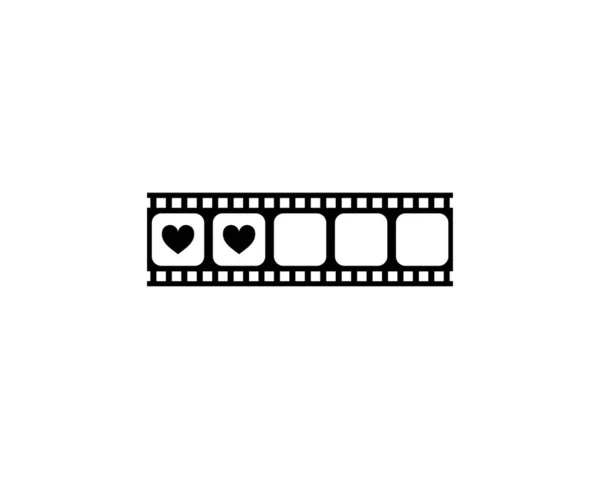 Herzform Der Filmstreifen Silhouette Filmzeichen Für Romantik Oder Romantik Oder — Stockvektor