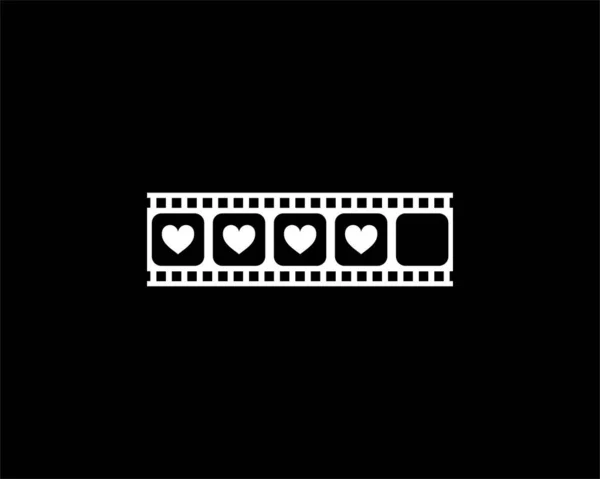 Heart Shape Filmstrip Silhouette Film Sign Romantic Romance Valentine Series — Image vectorielle