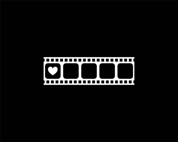 Heart Shape Filmstrip Silhouette Movie Sign Romantic Romance Valentine Series — Vector de stock