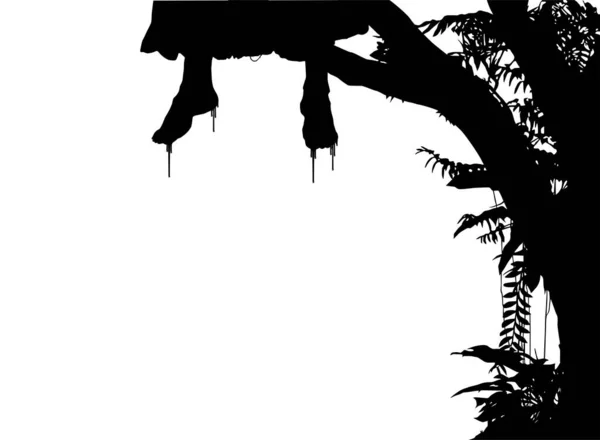 Pernas Mulher Sangrenta Árvore Dramático Assustador Horror Assustador Mistério Ilustração — Vetor de Stock