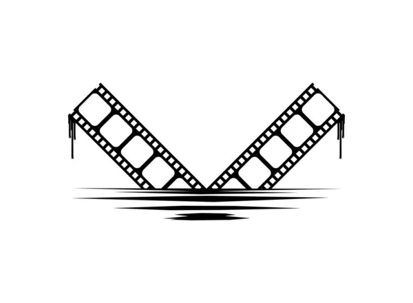 Silhouette Bande Film Sanglante Signe Pour Icône Film Symbole Avec — Image vectorielle
