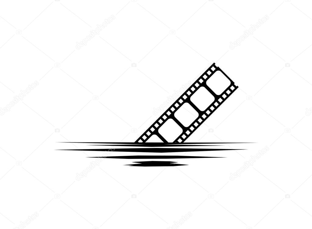 Silhouette of the Bloody Filmstrip Sign for Movie Icon Symbol with Genre Horror, Thriller, Gore, Sadistic, Splatter, Slasher, Mystery, Scary or Halloween Poster Film Movie. Vector Illustration