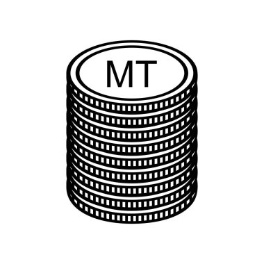 Mozambik Para Birimi Sembolü, Mozambik Metik Simgesi, MZN İşareti. Vektör İllüstrasyonu