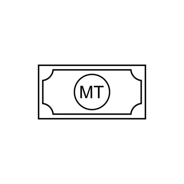 Moçambique Moeda Símbolo Ícone Metical Moçambicano Sinal Mzn Ilustração Vetorial —  Vetores de Stock
