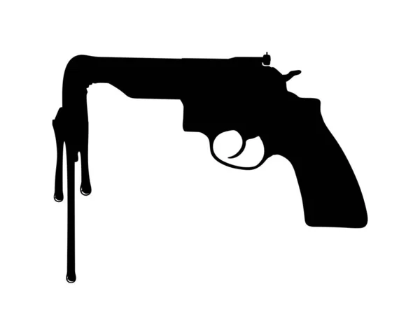 Melting Pistol Gun Silhouette Art Illustration Symbolism Usage Pistol Gun — Vetor de Stock