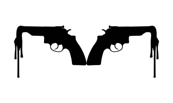 Melting Pistol Gun Silhouette Art Illustration Symbolism Usage Pistol Gun — Vettoriale Stock