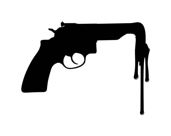 Melting Pistol Gun Silhouette Art Illustration Symbolism Usage Pistol Gun — Vetor de Stock