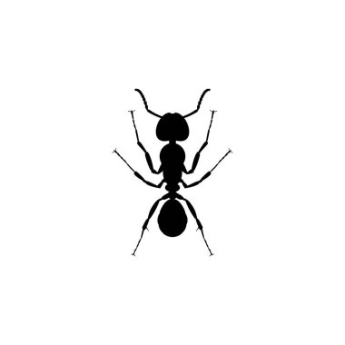 Sanat Illustration, Logo, Pictogram, Web sitesi veya Grafik Tasarım Elemanı için Ant Silhouette. Vektör İllüstrasyonu