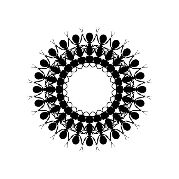 Colony Ant Silhouette Circle Shape Composition Art Illustration Logo Pictogram — Stockový vektor