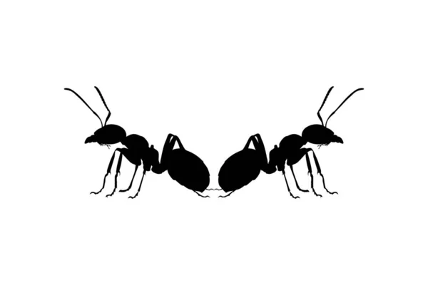 Para Ant Silhouette Art Illustration Logo Piktogram Strona Internetowa Lub — Wektor stockowy