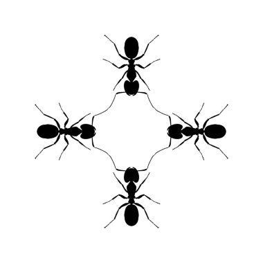 Sanat İllüstrasyonu, Logo, Pictogram, Web Sitesi veya Grafik Tasarım Elementi için Karınca Silueti Kolonisi. Vektör İllüstrasyonu