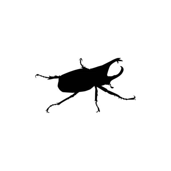 Horn Beetle Veya Oryctes Rhinoceros Dynastinae Nin Silueti Art Illustration — Stok Vektör