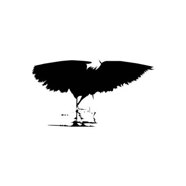 The Black Heron Bird (Egretta Ardesiaca), also known as the Black Egret Silhouette for Art Illustration, Logo, Pictogram, Website, or Graphic Design Element. Vector Illustration clipart