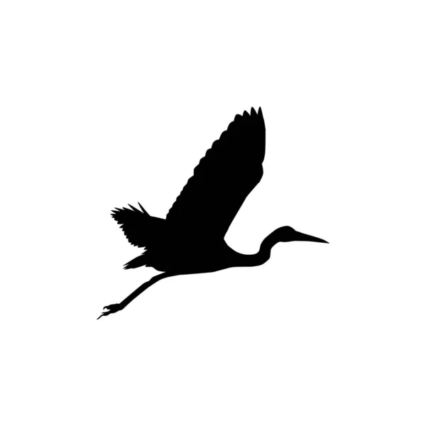 Kara Balıkçıl Kuşu Egretta Ardesiaca Egretta Egret Silueti Olarak Bilinir — Stok Vektör