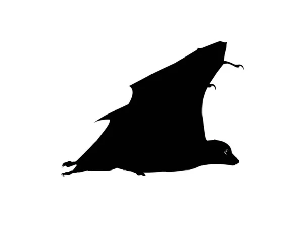 Silhouette Flying Fox Або Bat Art Illustration Icon Symbol Pictogram — стоковий вектор