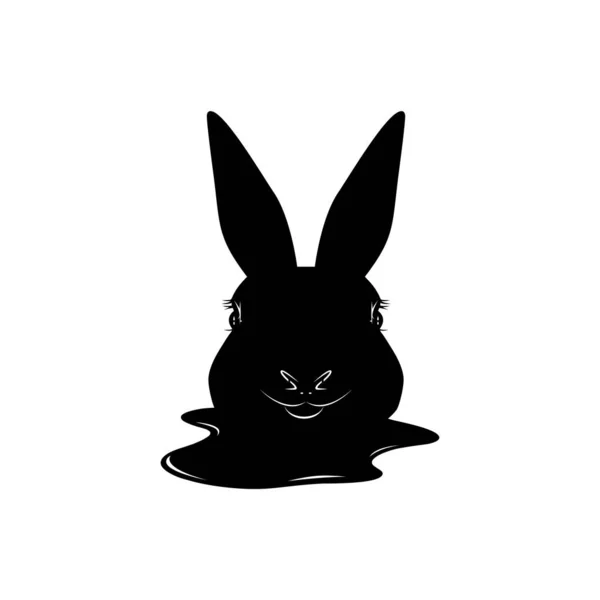 Bloody Rabbit Head Silhouette Sign Art Illustration Book Cover Movie — Wektor stockowy