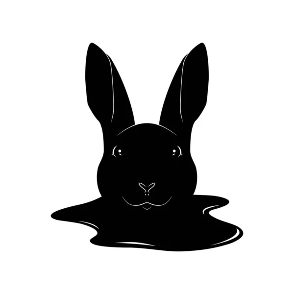Bloody Rabbit Head Silhouette Sign Art Illustration Bokomslag Eller Movie — Stock vektor