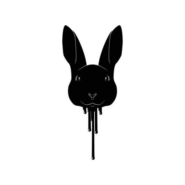 Bloody Rabbit Head Silhouette Sign Art Illustration Book Cover Movie — Wektor stockowy