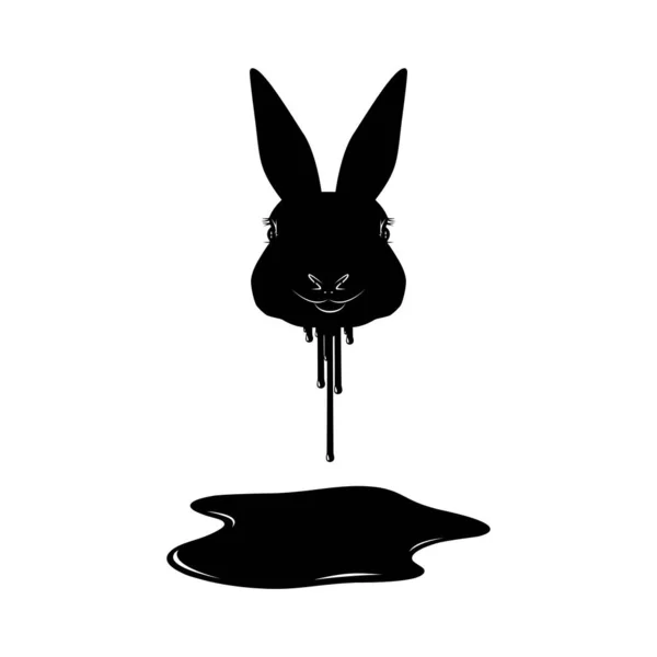 Blutige Kaninchenkopfsilhouette Zeichen Für Kunstillustration Buchumschlag Oder Filmikone Mit Genre — Stockvektor