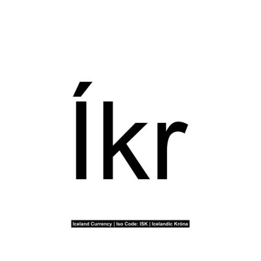 İzlanda Para Birimi sembolü, İzlanda Krna Simgesi, ISK İşareti. Vektör İllüstrasyonu