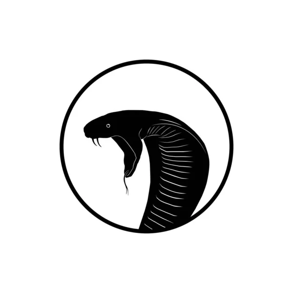 King Cobra Silhouette Sul Cerchio Tipo Logo Illustrazione Vettoriale — Vettoriale Stock