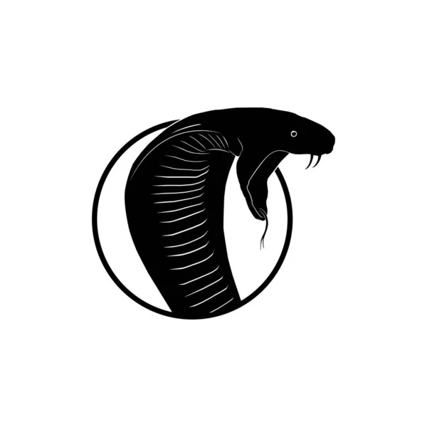 ロゴタイプのための円上のキングコブラシルエット ベクターイラスト — ストックベクタ
