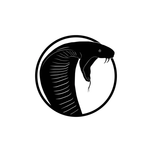 ロゴタイプのための円上のキングコブラシルエット ベクターイラスト — ストックベクタ