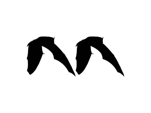Silhouet Van Het Paar Flying Fox Bat Art Illustration Icoon — Stockvector