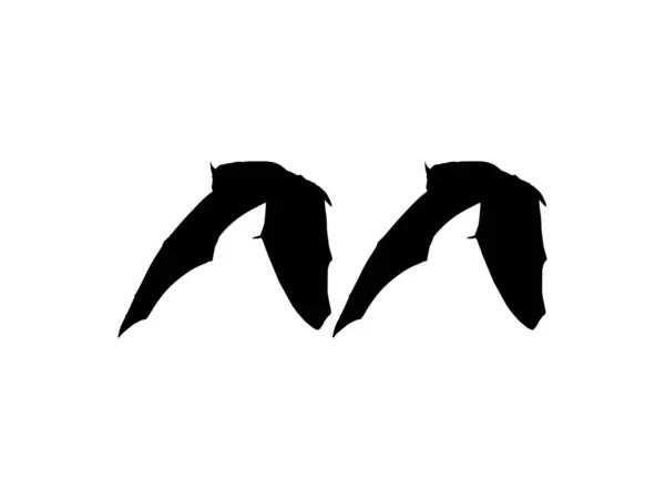 Silhouette Pair Flying Fox Bat Art Illustration Icon Symbol Pictogram — 스톡 벡터