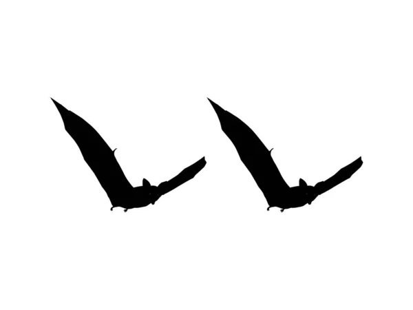 Sylwetka Pary Flying Fox Lub Bat Art Illustration Ikona Symbol — Wektor stockowy