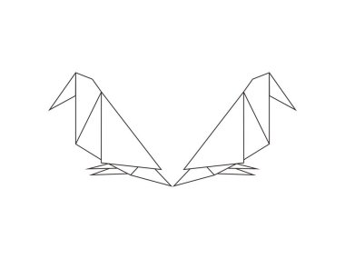 Logo ya da Grafik Tasarım Elementi için Kuş Çokgen Çizimi Çifti. Vektör İllüstrasyonu