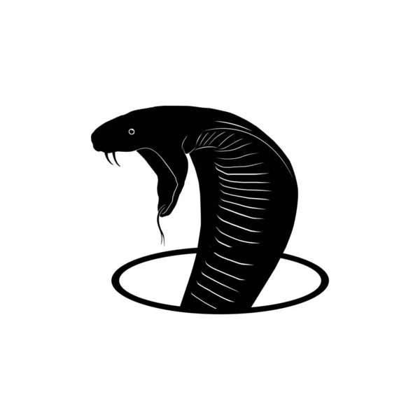 Silhouette King Cobra Head Wstań Okrągłej Dziury Dla Typ Logo — Wektor stockowy