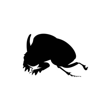 Horn Beetle veya Oryctes Rhinoceros, Dynastinae 'nin silueti Art Illustration, Logo, Pictogram, Website, Apps veya Grafik Tasarım Elementi için kullanılabilir. Vektör İllüstrasyonu