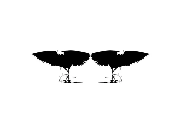 Ζεύγος Black Heron Bird Egretta Ardesiaca Επίσης Γνωστό Black Egret — Διανυσματικό Αρχείο