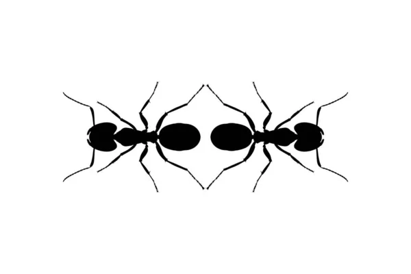 Pair Ant Silhouette Art Illustration Logo Pictogram Website Graphic Design — Stock Vector