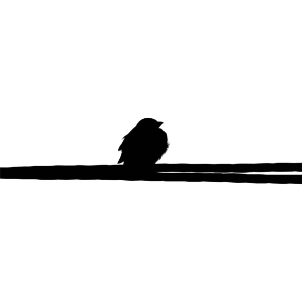 Silhouette Oiseau Perché Sur Base Fil Électrique Sur Photographie Illustration — Image vectorielle