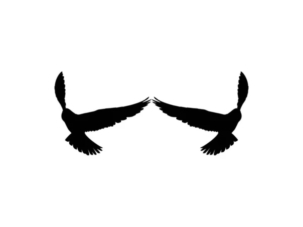 Silhouette Flying Pair Bird Prey Falcon Hawk Logo Pictogram Website — 스톡 벡터