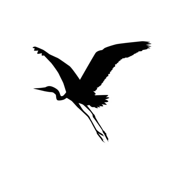 Black Heron Bird Egretta Ardesiaca Известный Black Egret Silhouette Art — стоковый вектор