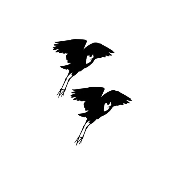Black Heron Bird Egretta Ardesiaca Párja Más Néven Black Egret — Stock Vector