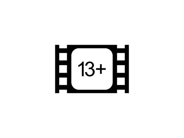 Sign Adult Only Thirteen Age Filmstrip Age Rating Movie Icon — Vector de stock