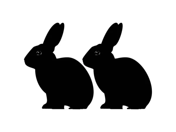Pair Rabbit Bunny Hare Silhouette Art Illustration Logo Type Pictogram — Stock Vector